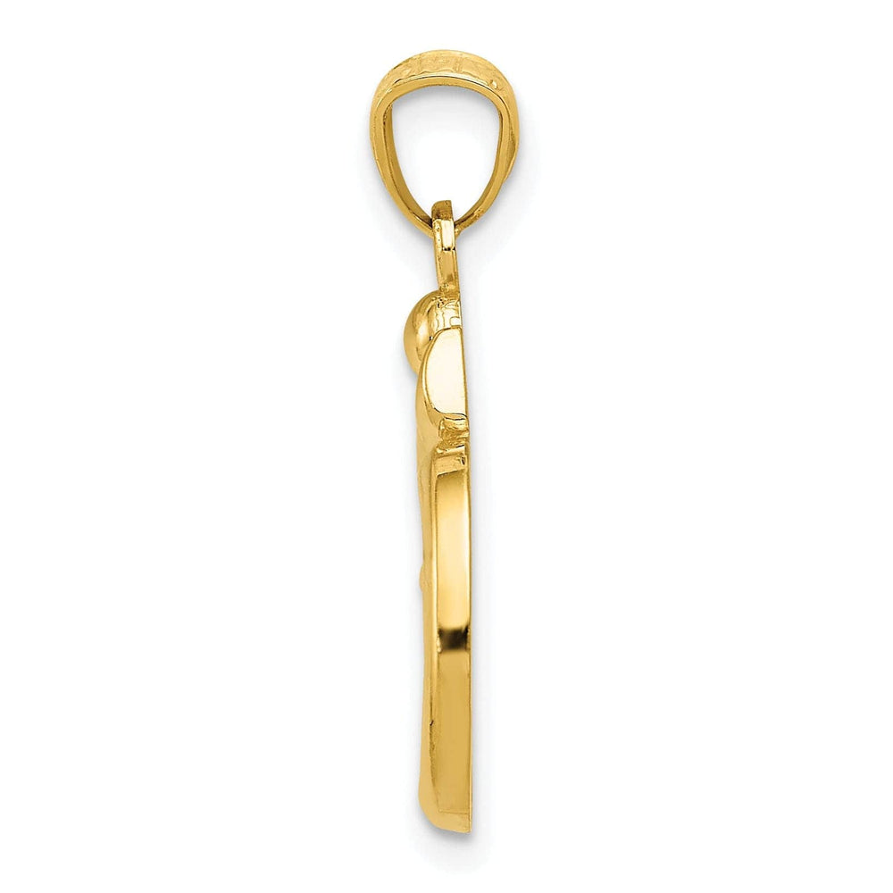 Lovely Rita's Pendants & Charms 14k Yellow Gold Solid Open Back Polished Finish Om Symbol Charm Pendant