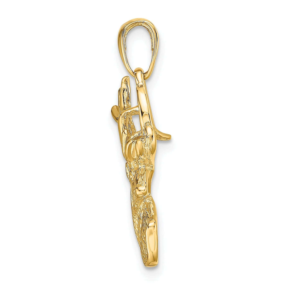 Lovely Rita's Pendants & Charms 14k Yellow Gold Solid Polished Finish Deer Head With Antlers Design Charm Pendant