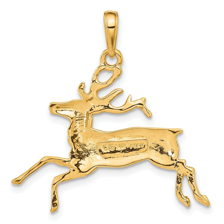 Lovely Rita's Pendants & Charms 14k Yellow Gold Solid Polished Finish Deer Running Charm Pendant