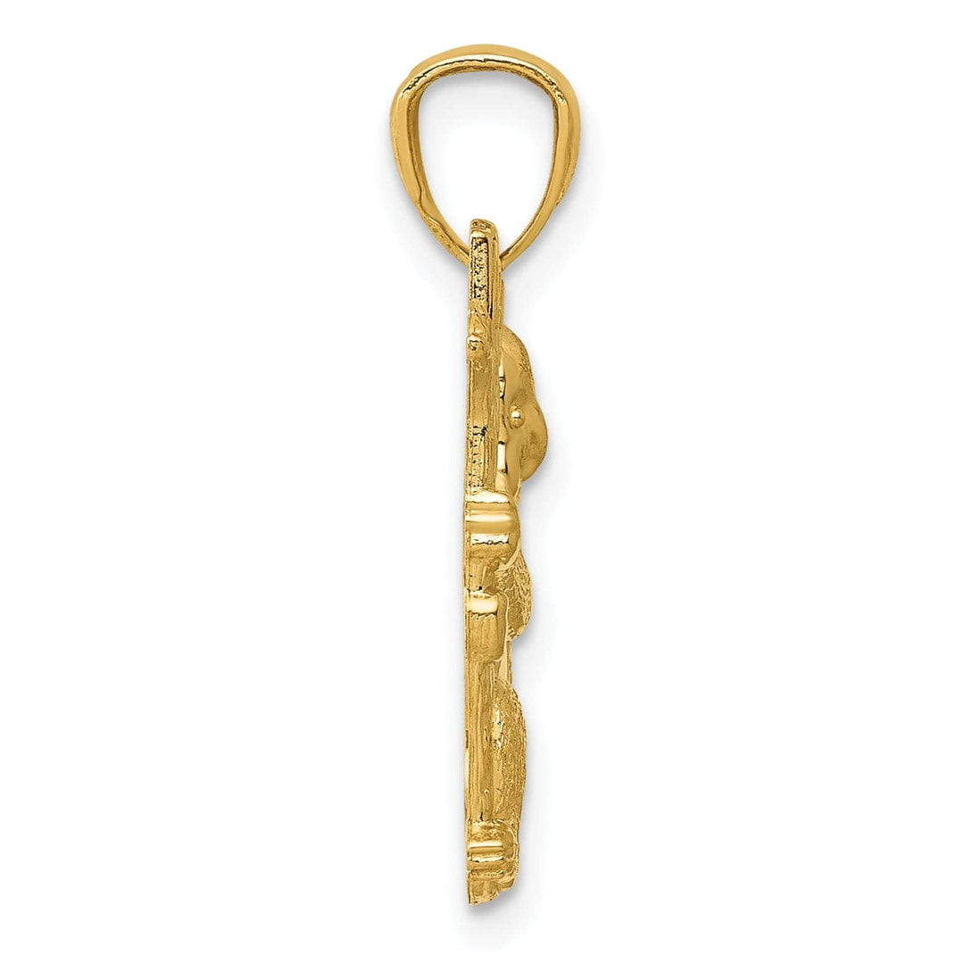 Lovely Rita's Pendants & Charms 14k Yellow Gold Solid Polished Textured Finish Koala Climbing on Branch Design Charm Pendant