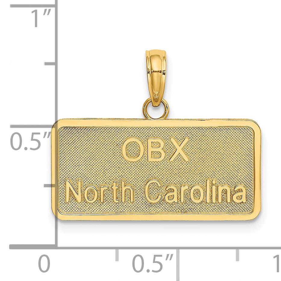Lovely Rita's Pendants & Charms 14K Yellow Gold Solid Polished Textured Finish OBX NORTH CAROLINA License Plate Charm Pendant