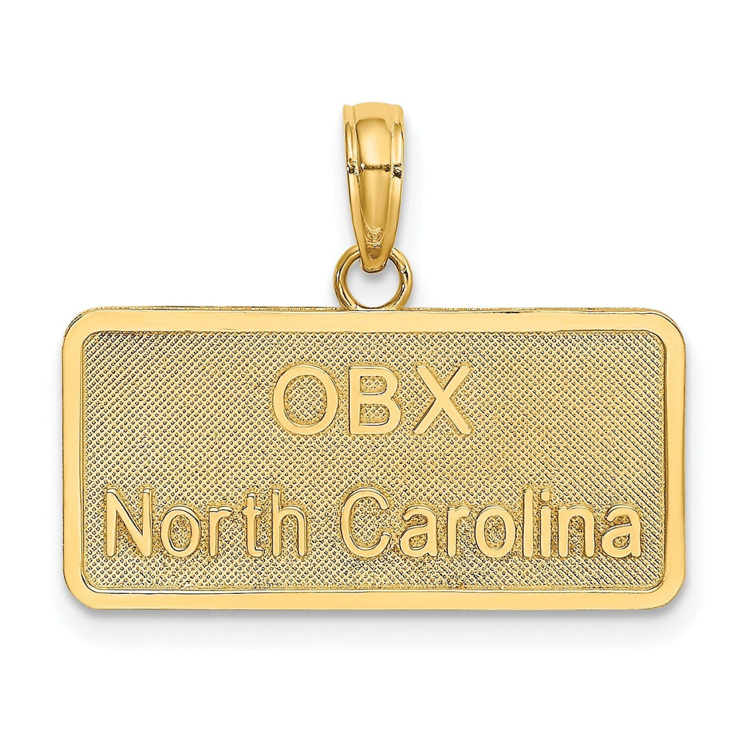 Lovely Rita's Pendants & Charms 14K Yellow Gold Solid Polished Textured Finish OBX NORTH CAROLINA License Plate Charm Pendant
