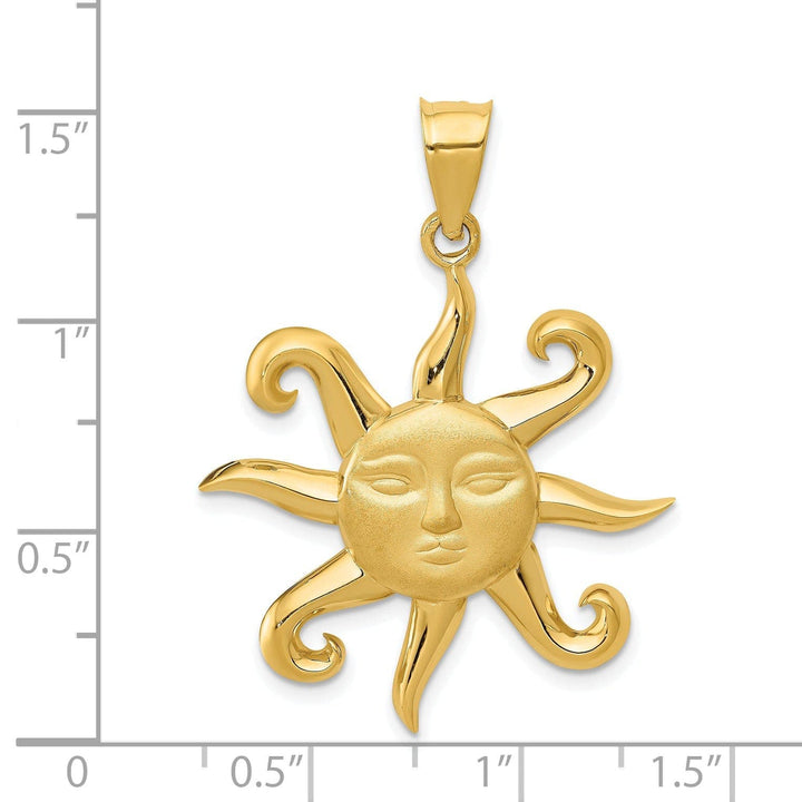 Lovely Rita's Pendants & Charms 14k Yellow Gold Solid Sun Design Pendant