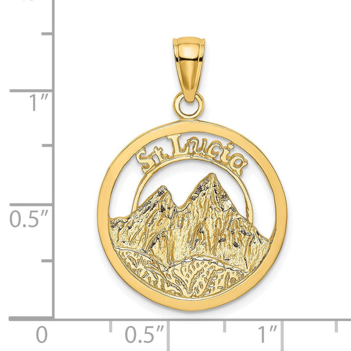 Lovely Rita's Pendants & Charms 14K Yellow Gold ST. LUCIA Twin Peaks Pitons Mountains Pendant
