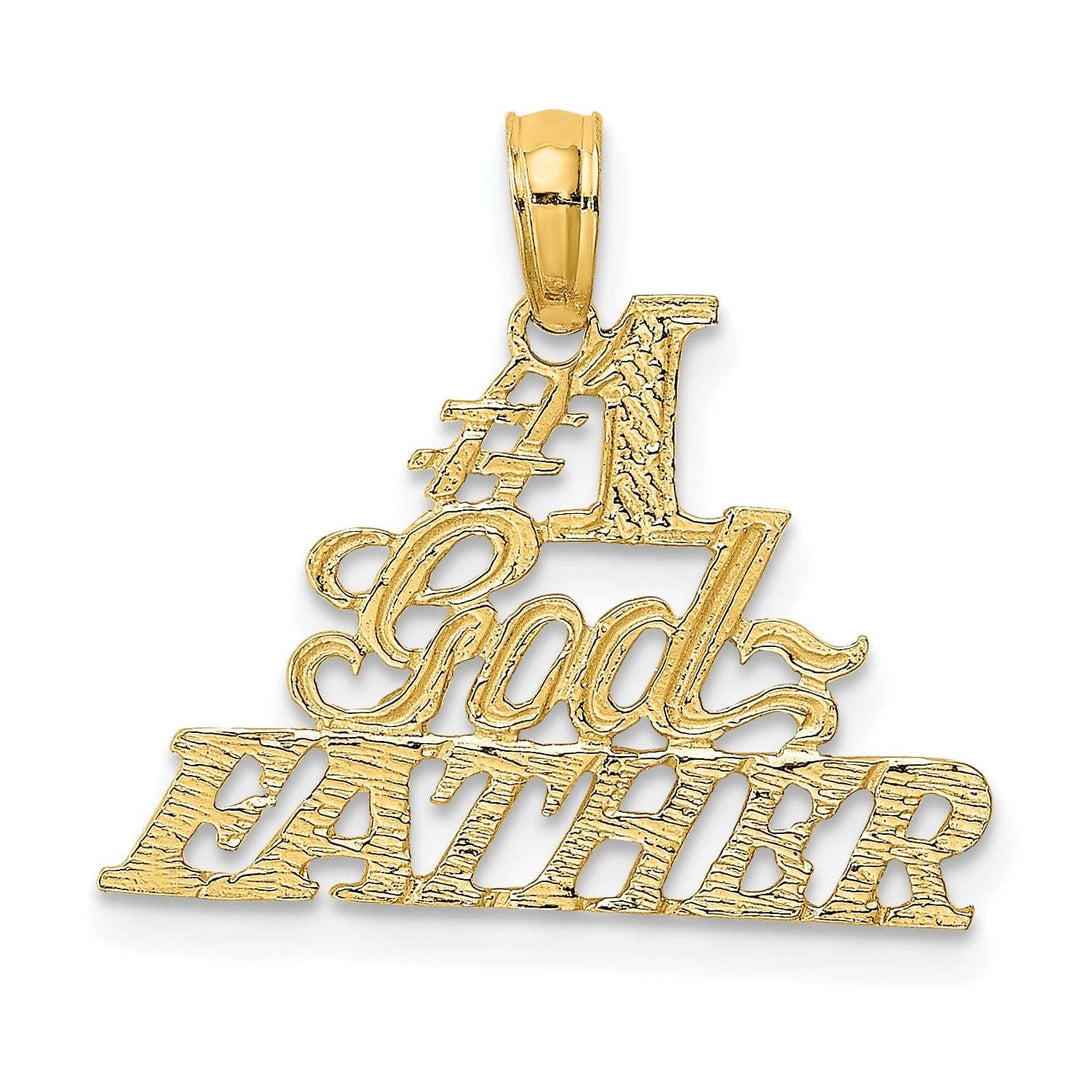 Lovely Rita's Pendants & Charms 14k Yellow Gold Textured Finish Script #1 GODFATHER Charm Pendant