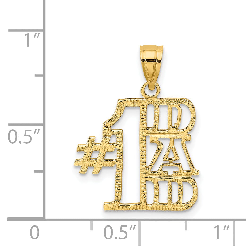 Lovely Rita's Pendants & Charms 14k Yellow Gold Textured Finish Vertical Script Design #1 DAD Charm Pendant