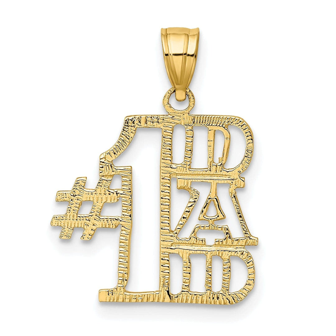 Lovely Rita's Pendants & Charms 14k Yellow Gold Textured Finish Vertical Script Design #1 DAD Charm Pendant