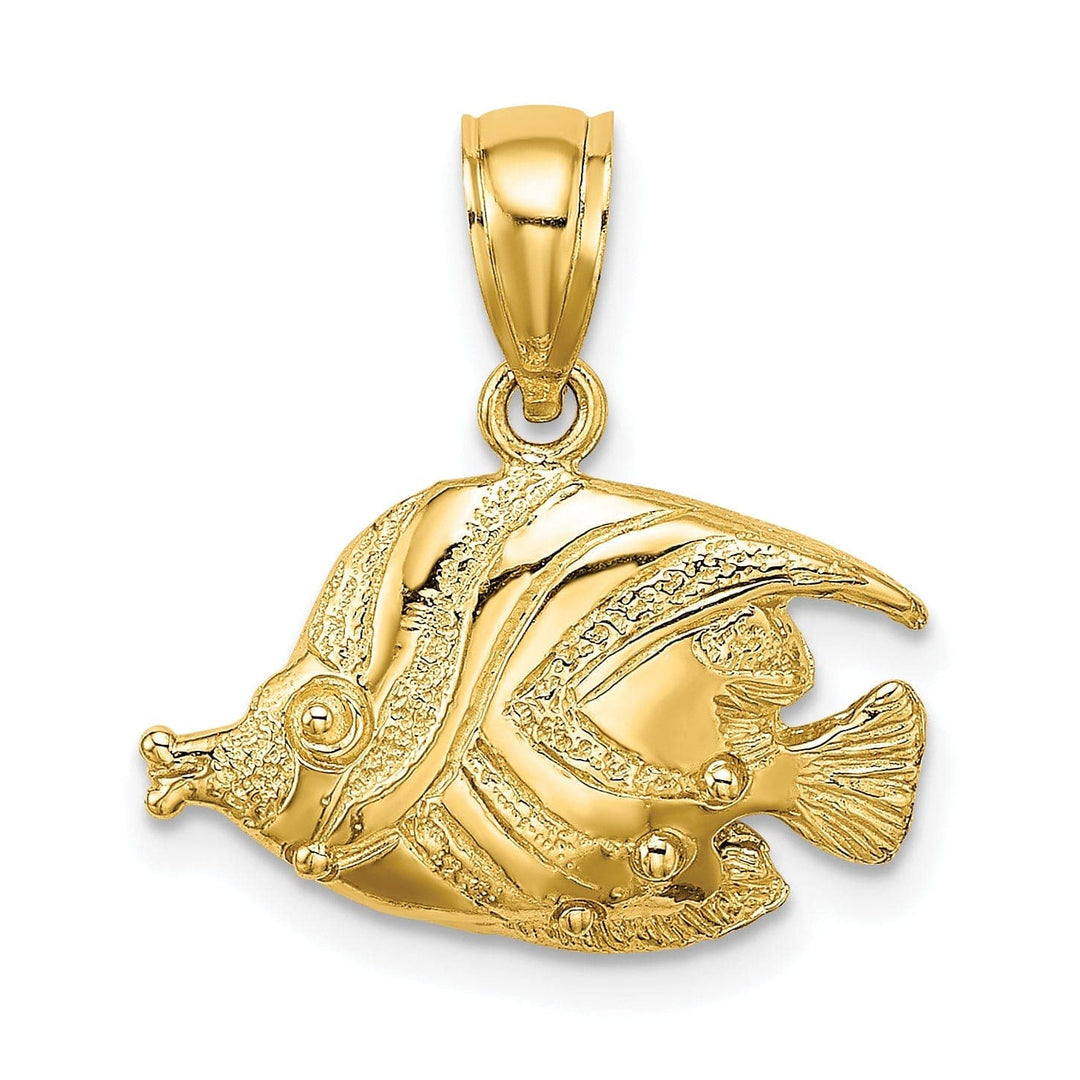 Lovely Rita's Pendants & Charms 14K Yellow Gold Textured Polished Finish Fish 2D Design Charm Pendant