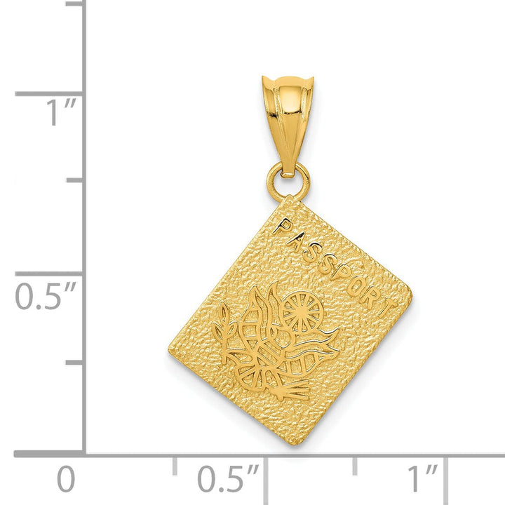 Lovely Rita's Pendants & Charms 14K Yellow Gold Textured Polished Finish Passport Pendant