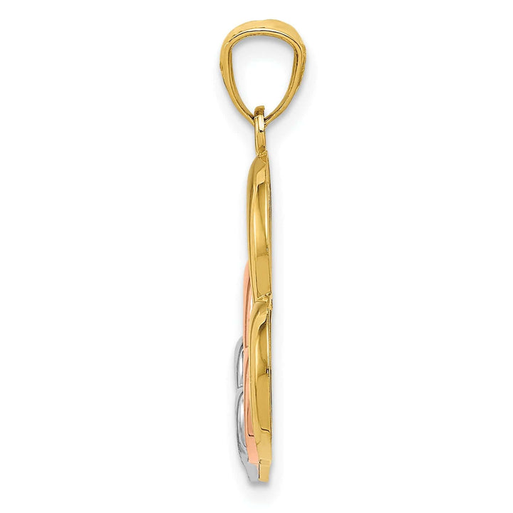 Lovely Rita's Pendants & Charms 14K Yellow Rose Gold Solid Triple Hearts in Heart Pendant