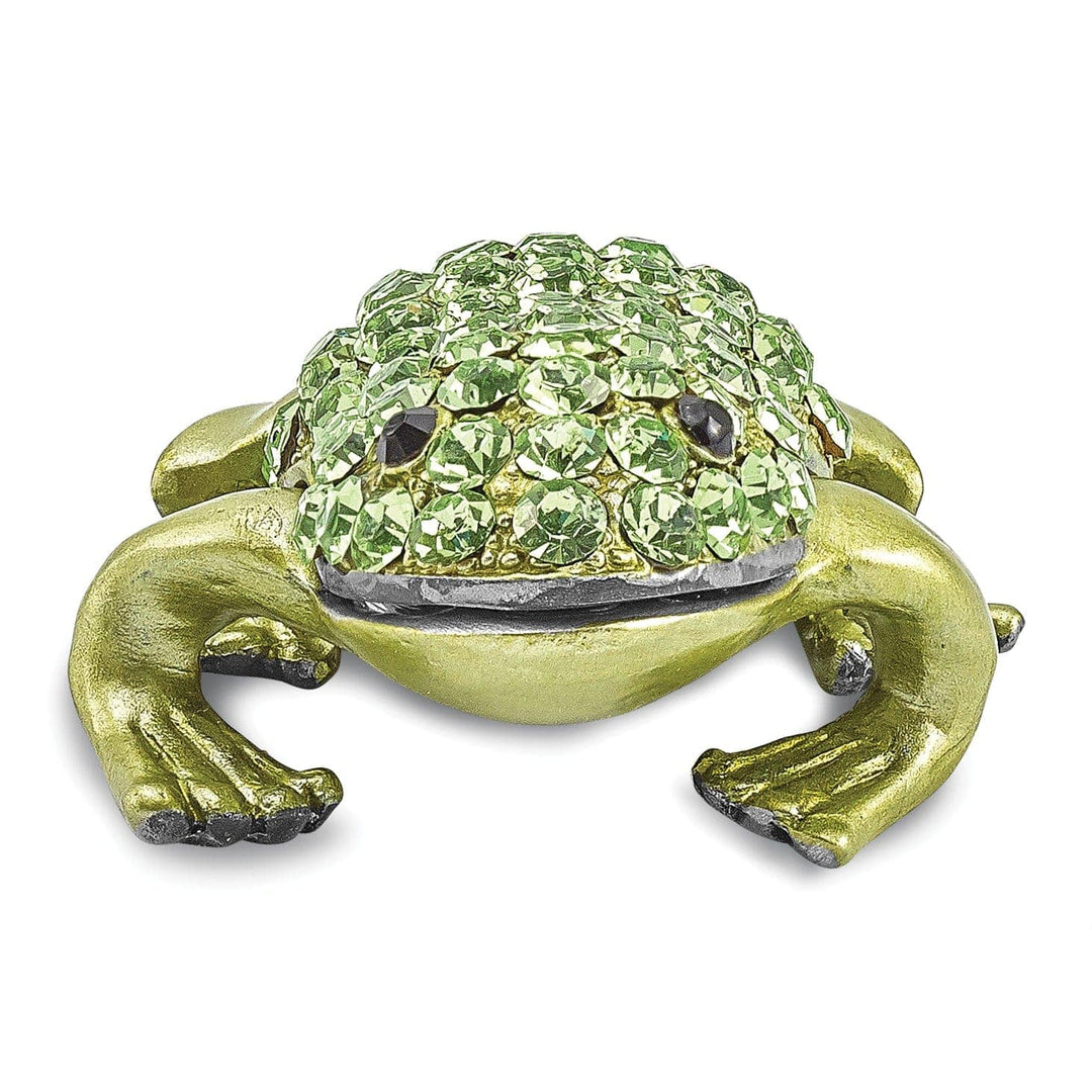 Luxury Giftware by Jere Pendants & Charms Bejeweled Green Black Silver Tone Color HOPPER Green Frog Trinket Box