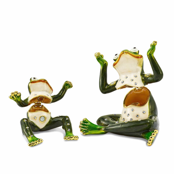 Luxury Giftware by Jere Pendants & Charms Bejeweled Multi Color Finish MAMA & TAD Frog Mother Child Trinket Box