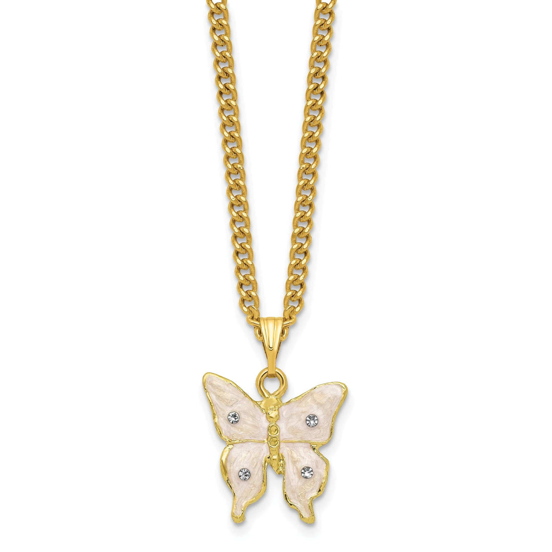 Luxury Giftware by Jere Pendants & Charms Bejeweled Pewter BLUSH Pink Butterfly on Heart Trinket Box Design