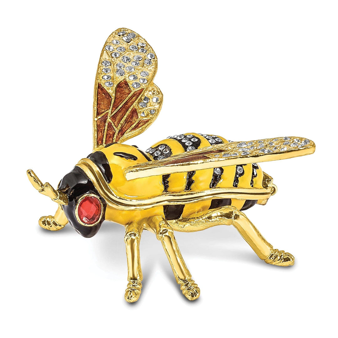 Luxury Giftware by Jere Pendants & Charms Bejeweled Pewter BUZZ Bumblebee Trinket Box Design