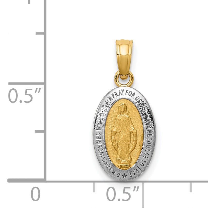 Lovely Rita's Pendants & Charms No Engraving 14k Two Tone Gold Miraculous Medal Charm