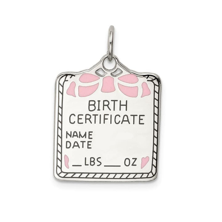 Lovely Rita's Pendants & Charms No Engraving Sterling Silver Pink Birth Certificate Charm
