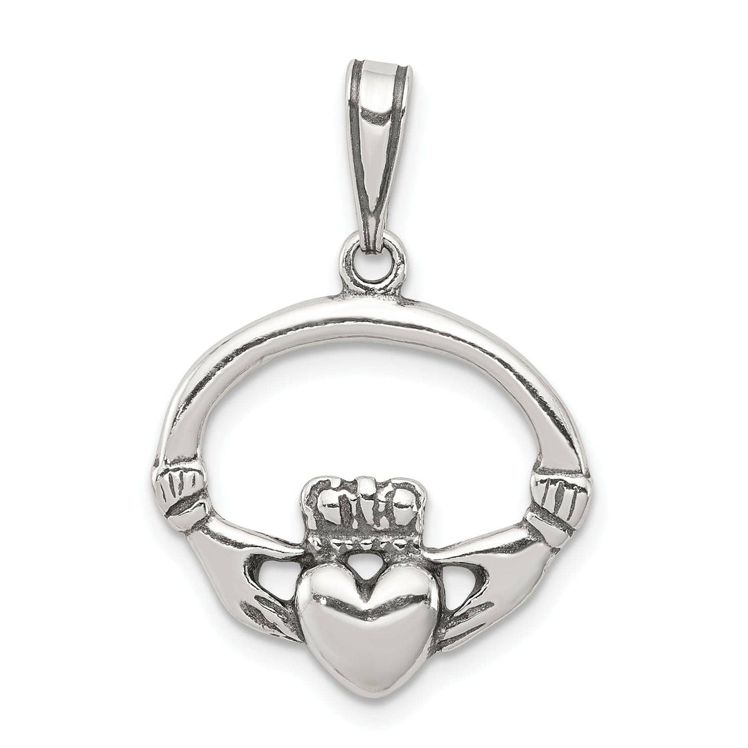 Lovely Rita's Pendants & Charms Silver Polished Antiqued C.Z Claddagh Charm