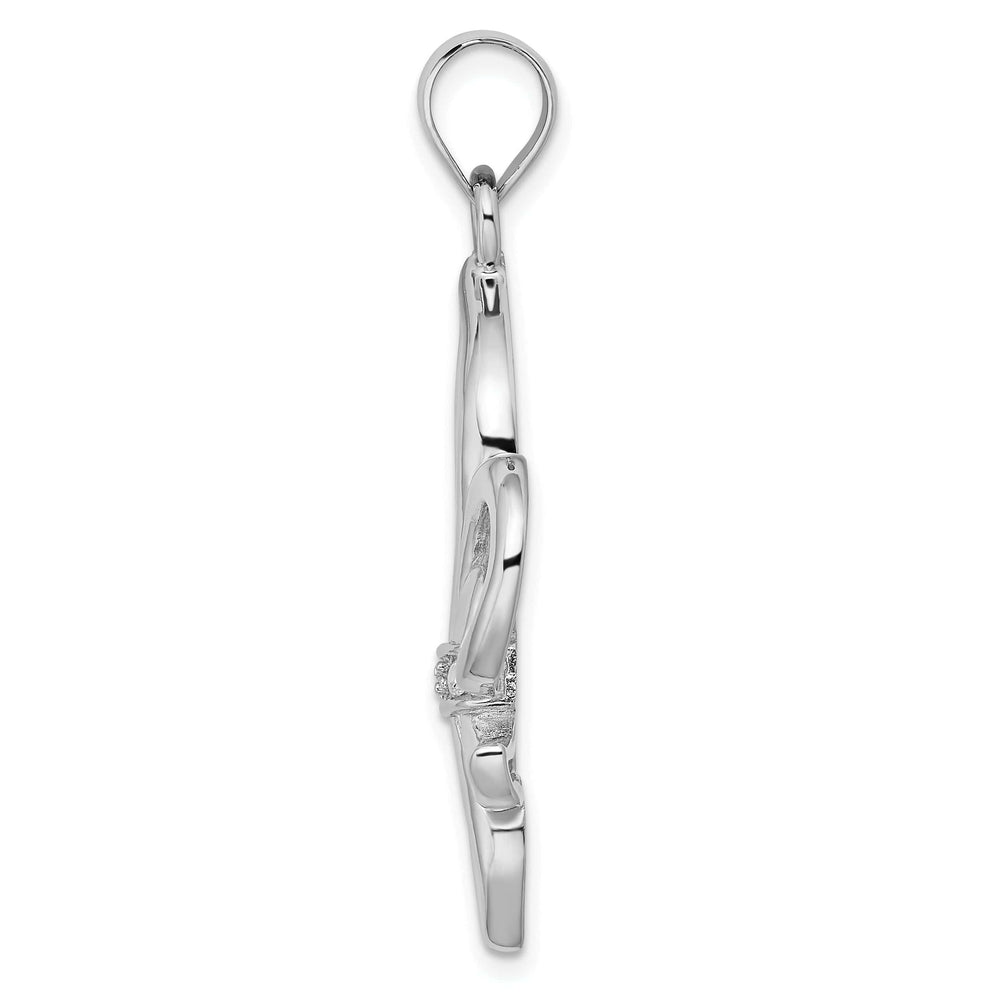 Lovely Rita's Pendants & Charms Silver Polished Finish C.Z Fleur de Lis Charm