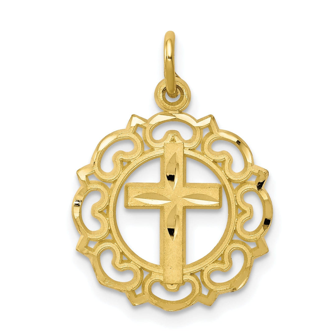 Lovely Rita's Pendants & Charms Solid 10k Yellow Gold Cross In Frame Pendant
