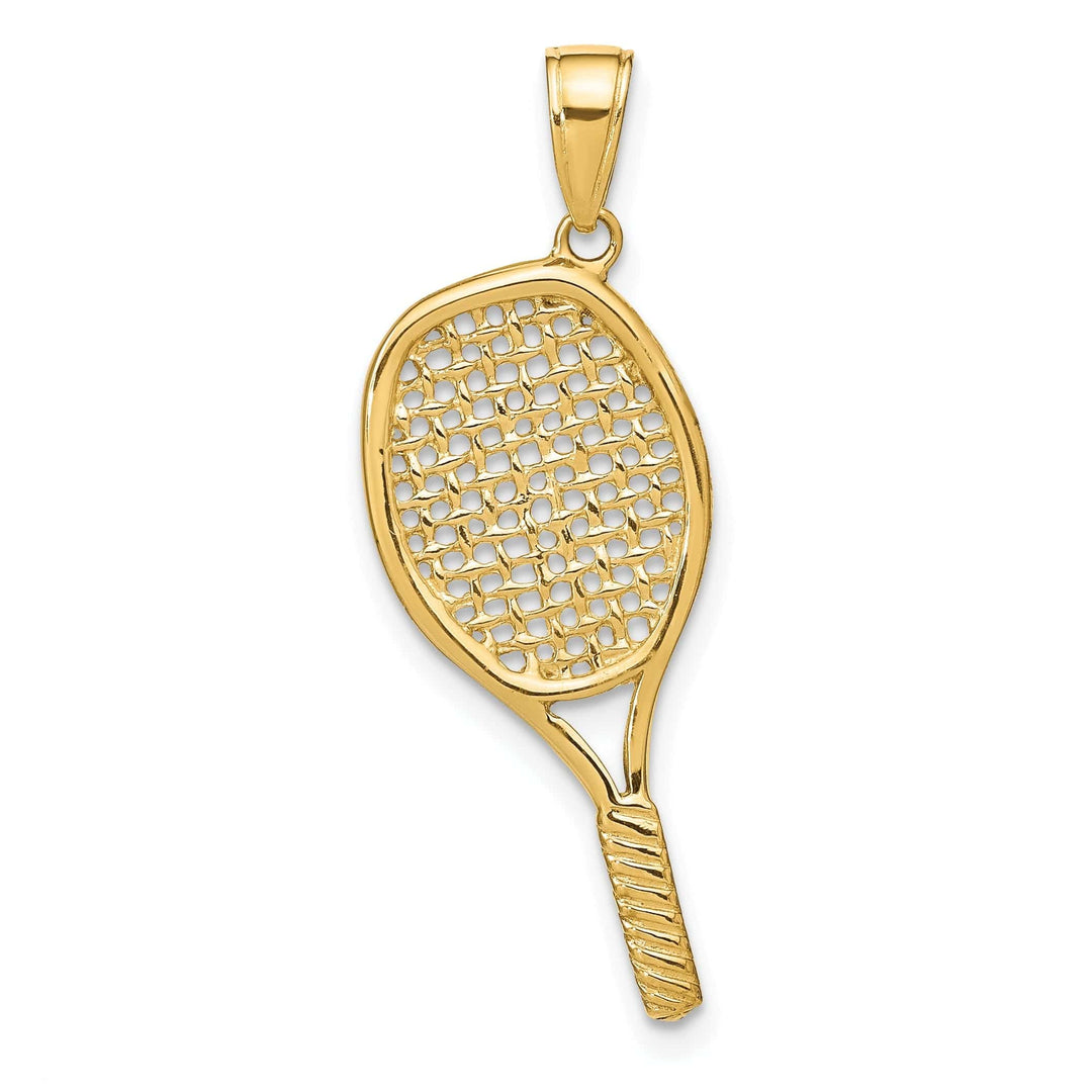 Lovely Rita's Pendants & Charms Solid 14 Yellow Gold 3-D Tennis Racquet Pendant