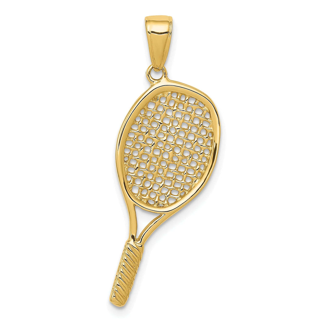 Lovely Rita's Pendants & Charms Solid 14 Yellow Gold 3-D Tennis Racquet Pendant
