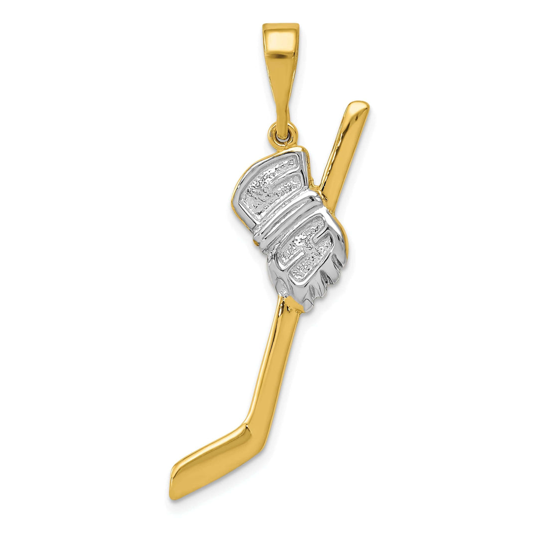 Lovely Rita's Pendants & Charms Solid 14k Two Tone Gold Hockey Stick Pendant