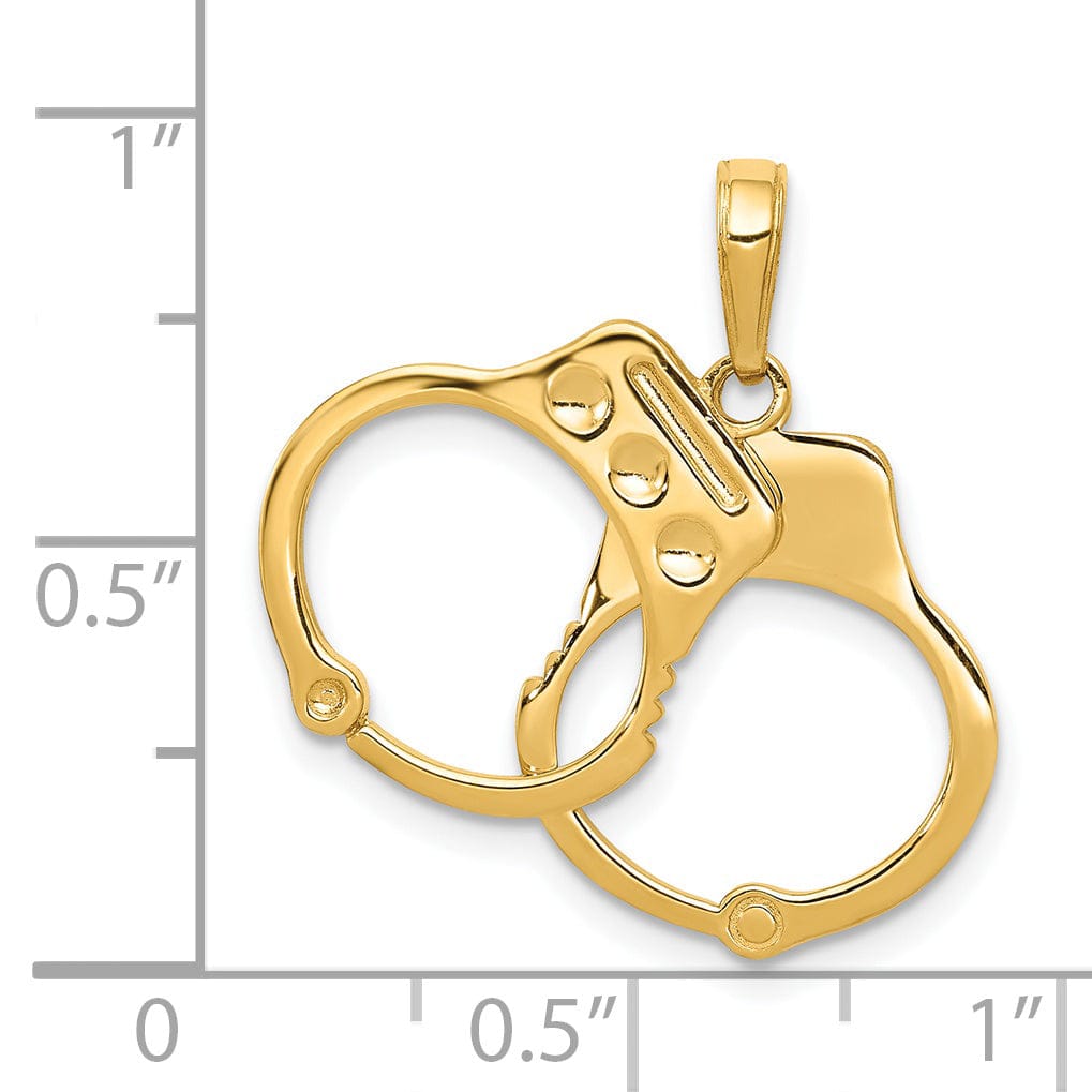 Lovely Rita's Pendants & Charms Solid 14k Yellow Gold Polish Handcuffs Pendant