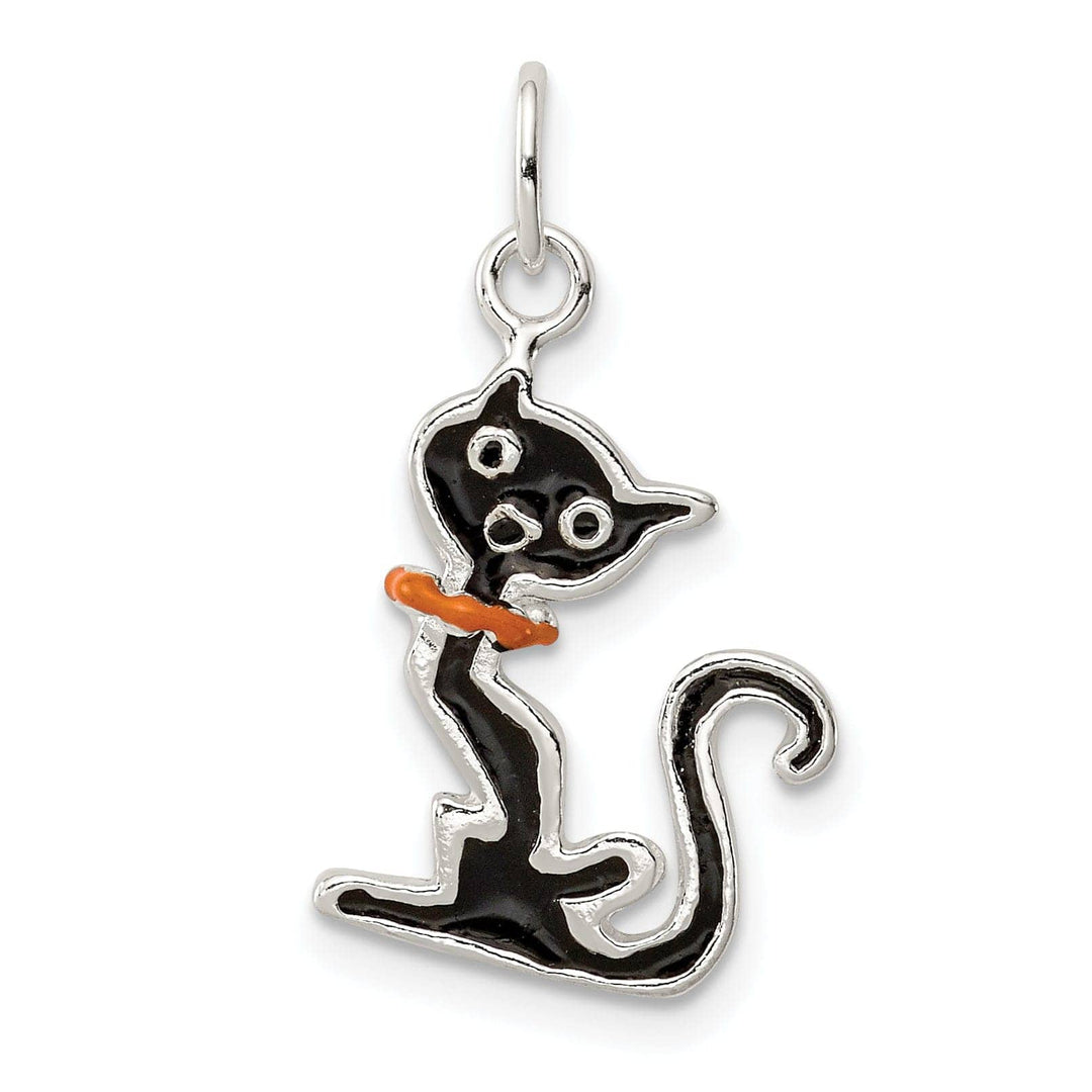 Lovely Rita's Pendants & Charms Sterling Silver Black Enameled Cat Charm