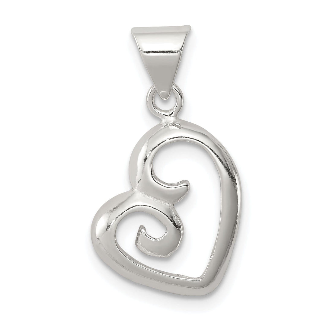 Lovely Rita's Pendants & Charms Sterling Silver Fancy Swirl Open Heart Pendant