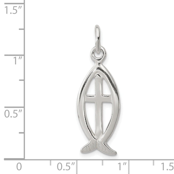 Lovely Rita's Pendants & Charms Sterling Silver Ichthus Fish Cross Charm