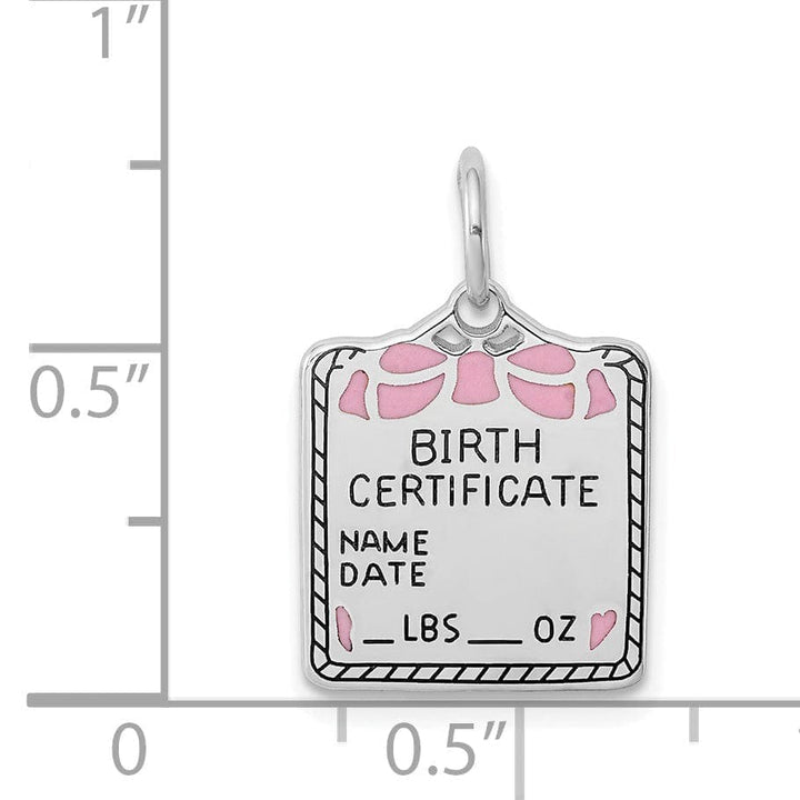 Lovely Rita's Pendants & Charms Sterling Silver Pink Birth Certificate Charm