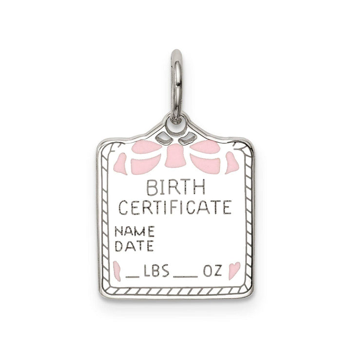 Lovely Rita's Pendants & Charms Sterling Silver Pink Birth Certificate Charm