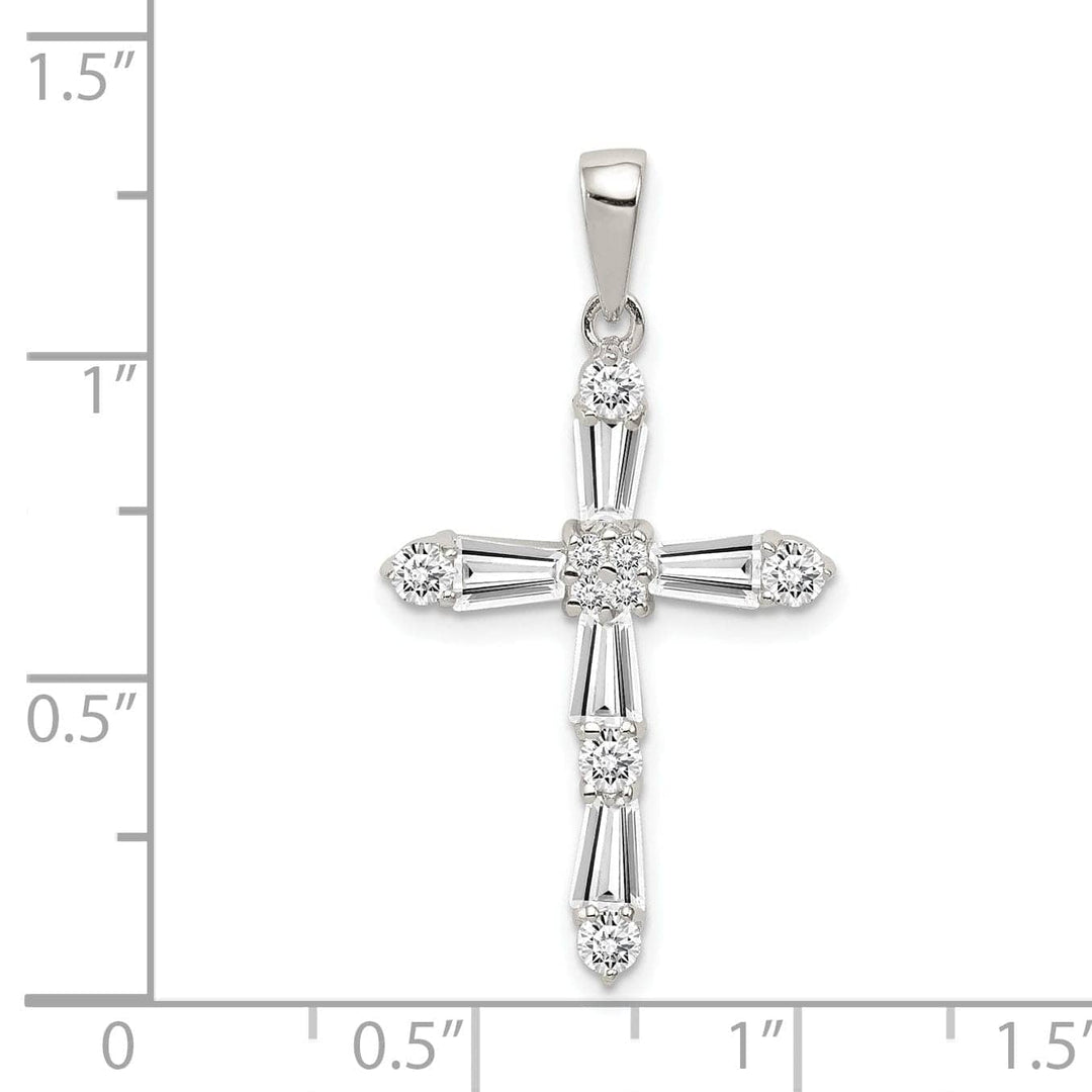 Lovely Rita's Pendants & Charms Sterling Silver Polish Finish C.Z Cross Pendant