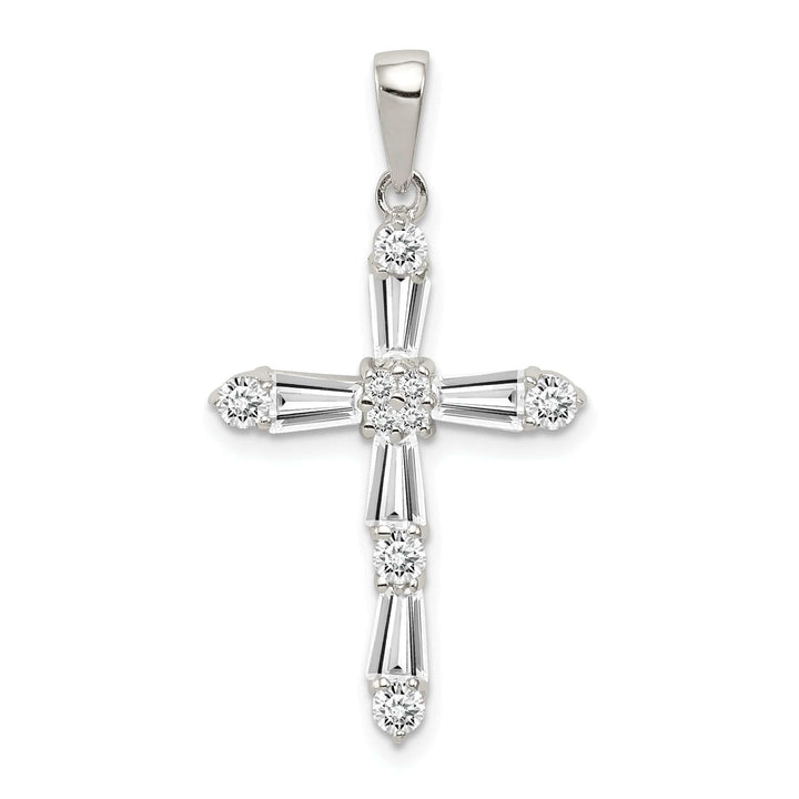 Lovely Rita's Pendants & Charms Sterling Silver Polish Finish C.Z Cross Pendant