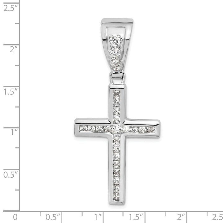 Lovely Rita's Pendants & Charms Sterling Silver Polish Finish C.Z Cross Pendant