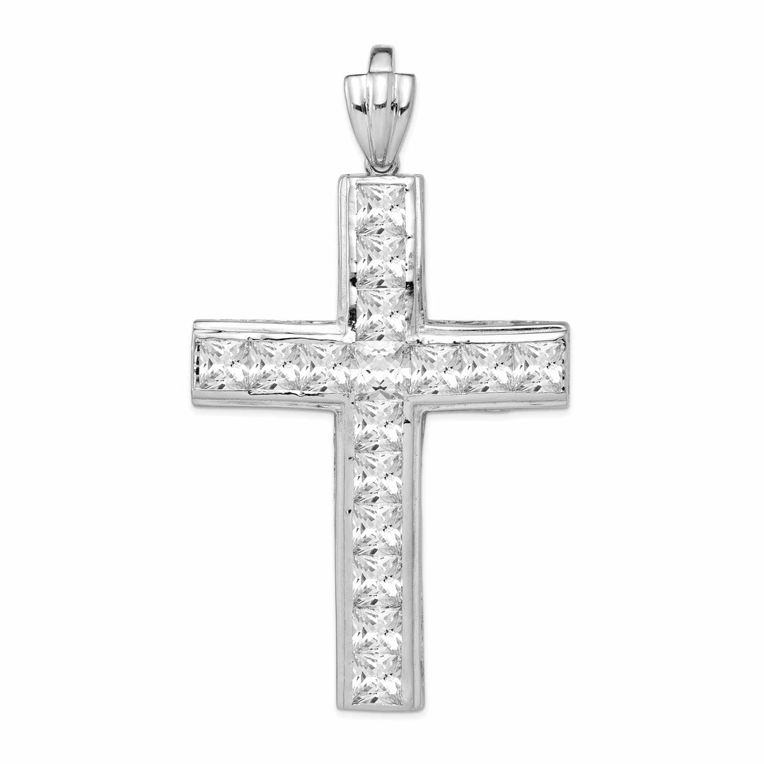 Lovely Rita's Pendants & Charms Sterling Silver Polish Finish C.Z Cross Pendant