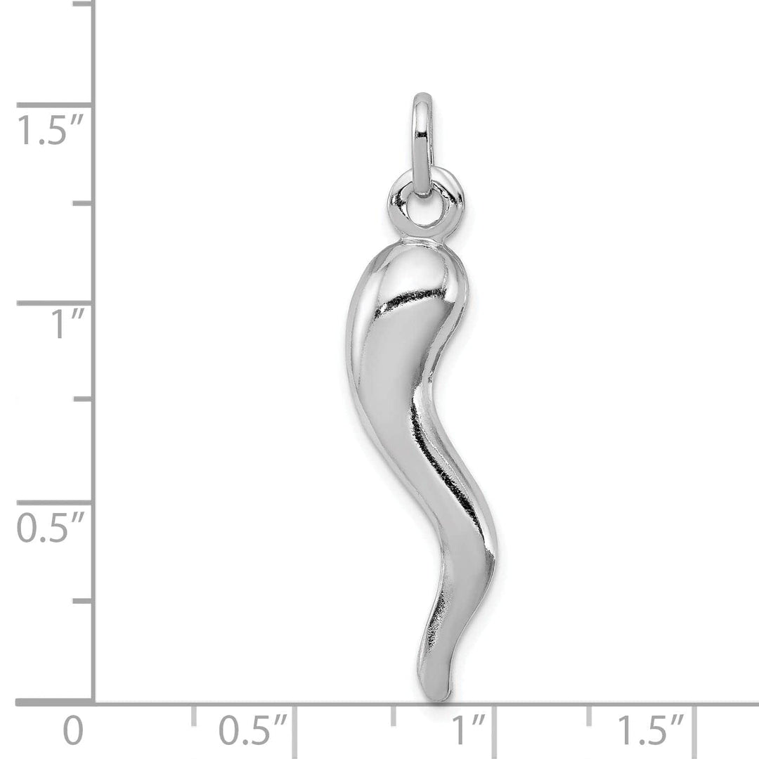 Lovely Rita's Pendants & Charms Sterling Silver Polished 3-D Italian Horn Charm