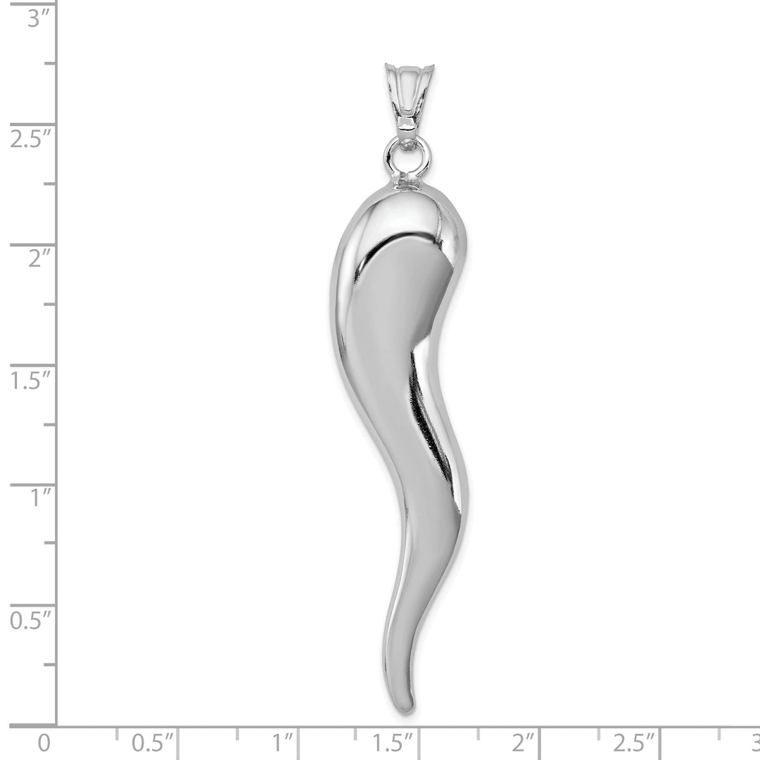 Lovely Rita's Pendants & Charms Sterling Silver Polished 3-D Italian Horn Charm