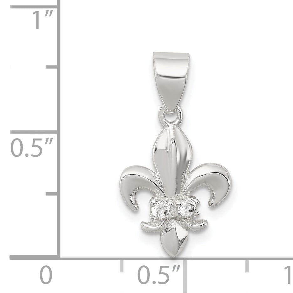 Lovely Rita's Pendants & Charms Sterling Silver Polished C.Z Fleur De Lis Charm