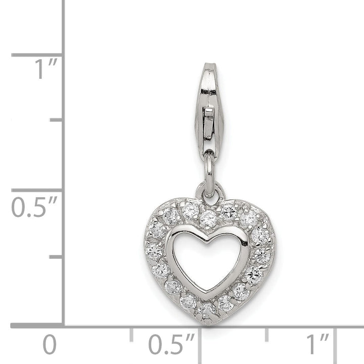 Lovely Rita's Pendants & Charms Sterling Silver Polished C.Z Open Heart Charm