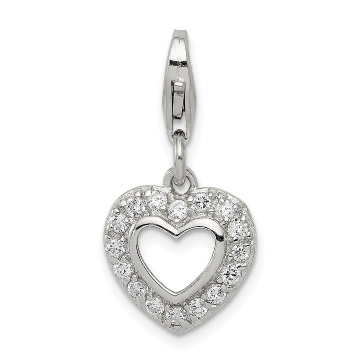 Lovely Rita's Pendants & Charms Sterling Silver Polished C.Z Open Heart Charm