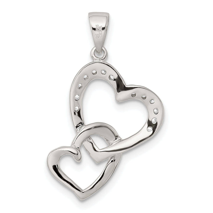 Lovely Rita's Pendants & Charms Sterling Silver Polished CZ Double Heart Charm