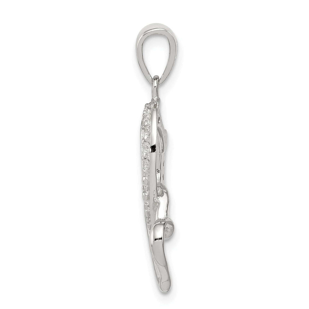 Lovely Rita's Pendants & Charms Sterling Silver Polished CZ Double Heart Charm