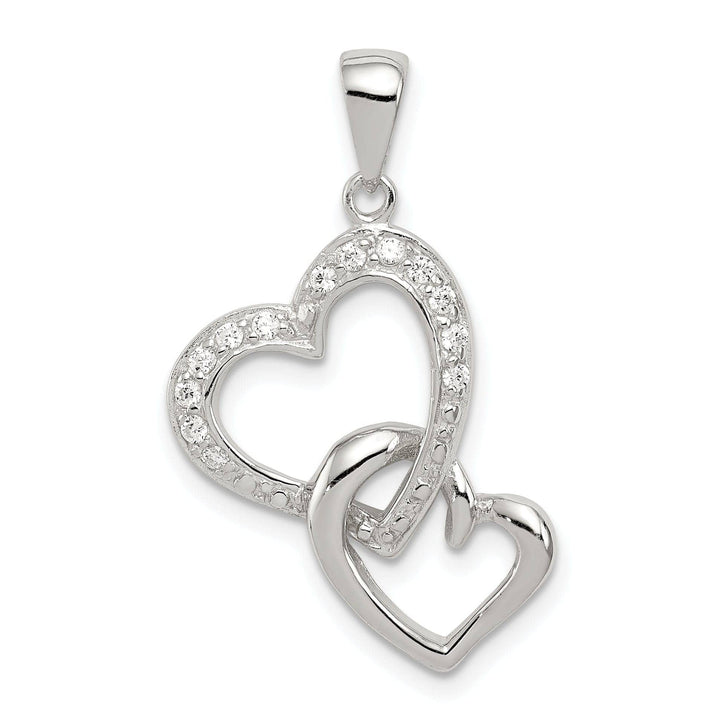 Lovely Rita's Pendants & Charms Sterling Silver Polished CZ Double Heart Charm