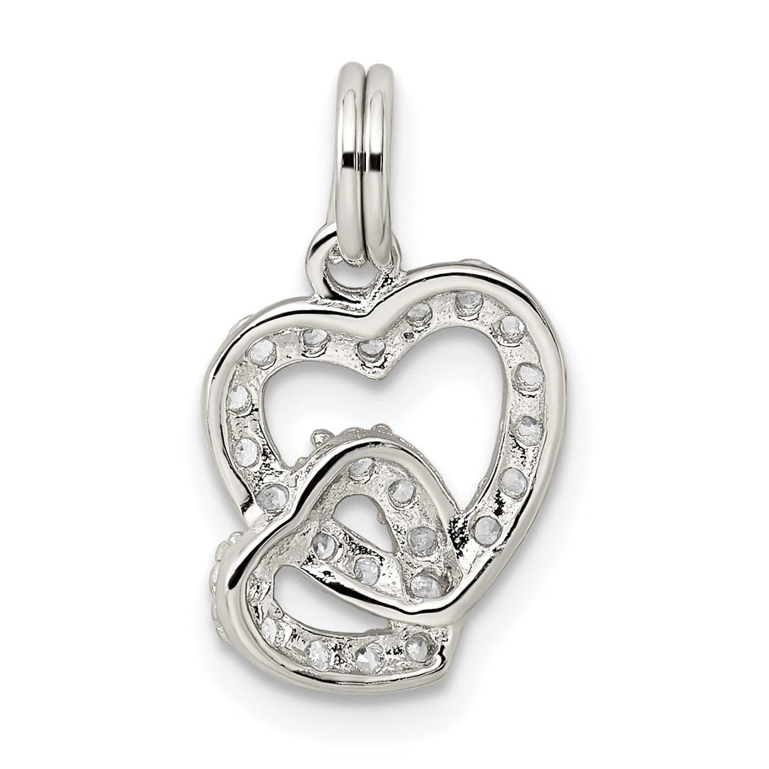Lovely Rita's Pendants & Charms Sterling Silver Polished CZ Double Heart Charm
