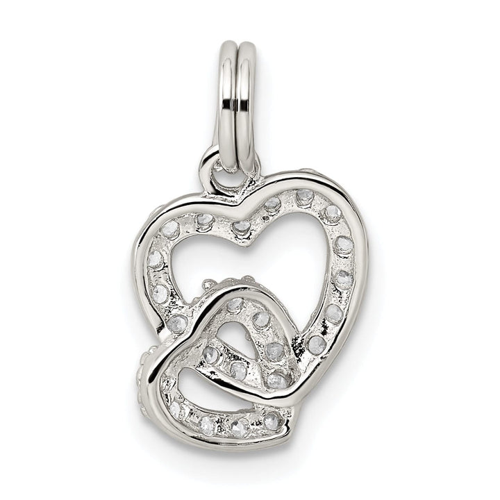 Lovely Rita's Pendants & Charms Sterling Silver Polished CZ Double Heart Charm
