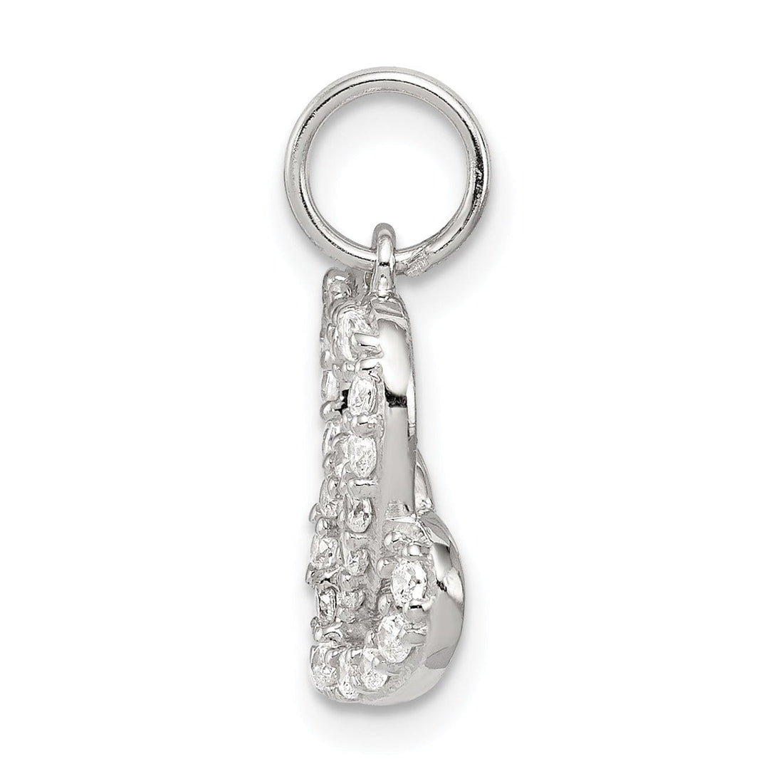 Lovely Rita's Pendants & Charms Sterling Silver Polished CZ Double Heart Charm