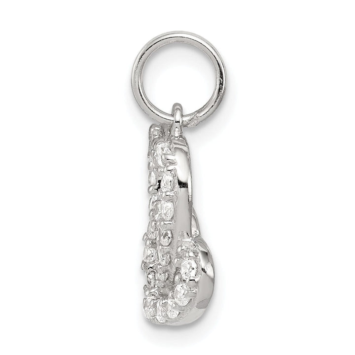 Lovely Rita's Pendants & Charms Sterling Silver Polished CZ Double Heart Charm