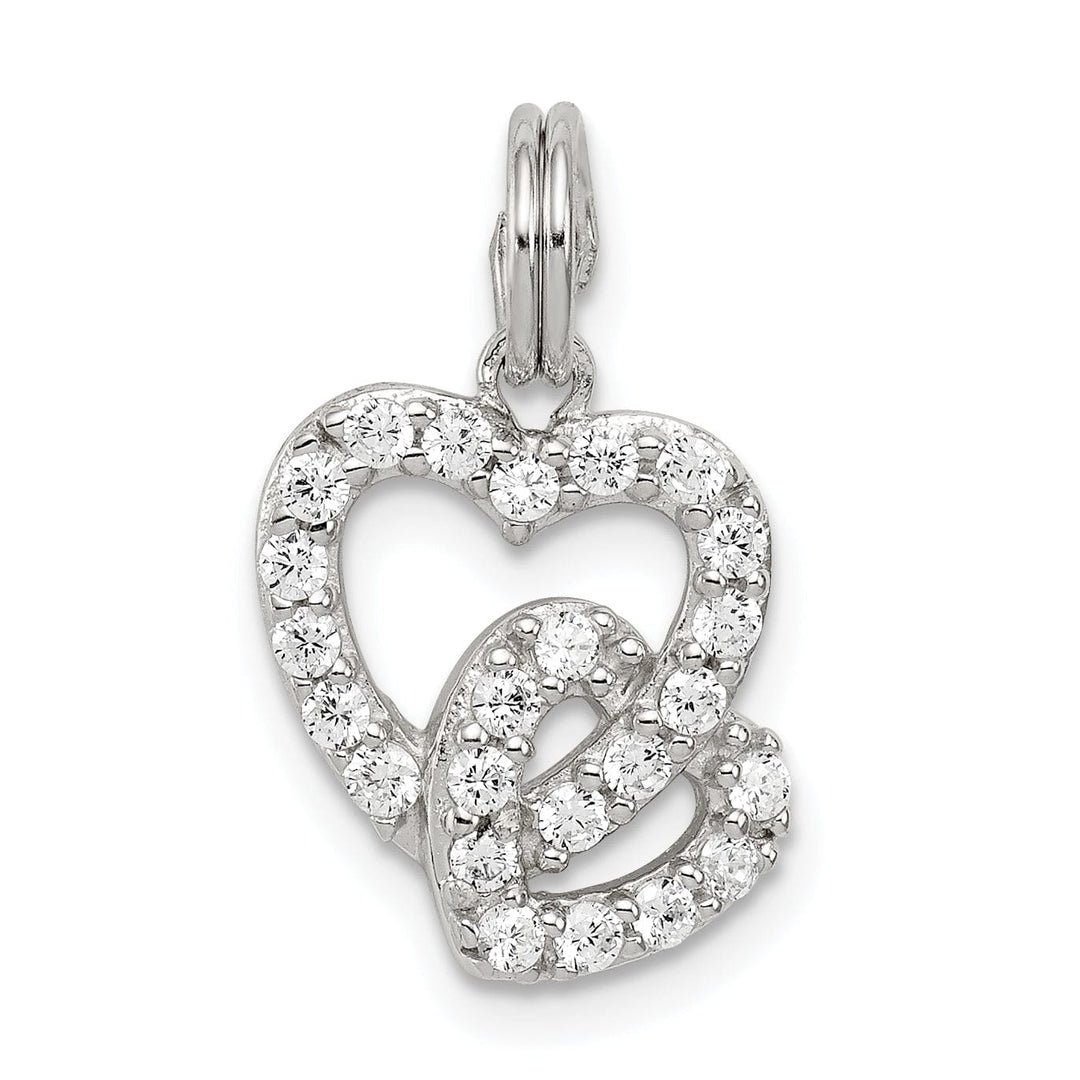 Lovely Rita's Pendants & Charms Sterling Silver Polished CZ Double Heart Charm