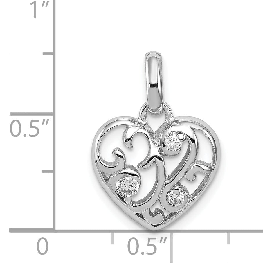 Lovely Rita's Pendants & Charms Sterling Silver Polished CZ Open Heart Pendant